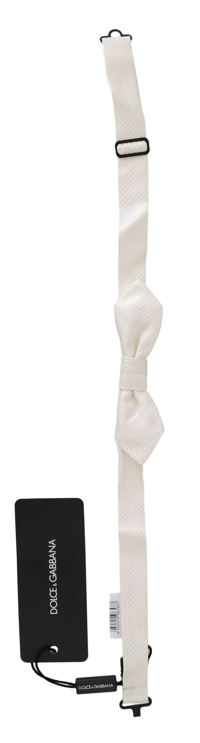 Dolce & Gabbana White 100% Silk Slim Adjustable Neck Papillon Men Tie