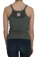 PINK MEMORIES Green Sleeveless Spaghetti Tank T-Shirt Blouse