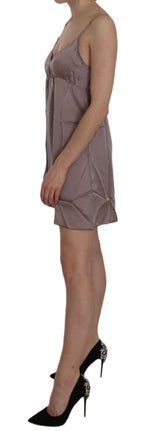 PINK MEMORIES Purple Spaghetti A-line Mini Silk Dress