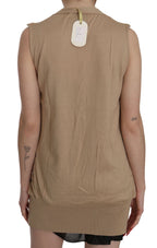 PINK MEMORIES Brown 100% Cotton Sleeveless Cardigan Top Vest