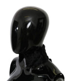 Dolce & Gabbana Black Fur Neck Collar Wrap Lambskin Scarf