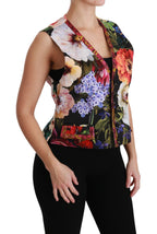 Dolce & Gabbana Multicolor Floral Sleeveless Waistcoat Top Vest