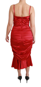 Dolce & Gabbana Red Silk Stretch Mermaid Bodycon Dress