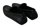 Dolce & Gabbana Black Lizard Leather Flat Loafers Shoes