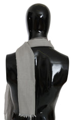 Costume National Gray Fringe Neck Wrap Cotton Scarf