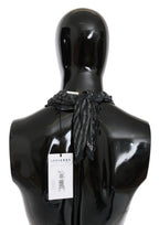 Costume National Black Gray Viscose Foulard Branded Scarf
