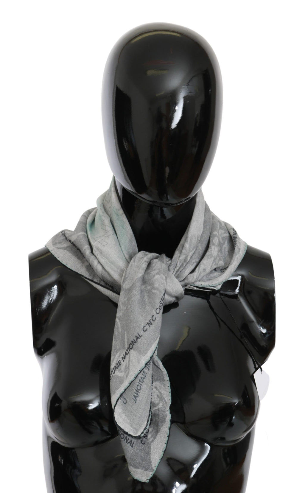 Costume National Gray Silk Shawl Foulard Wrap Scarf