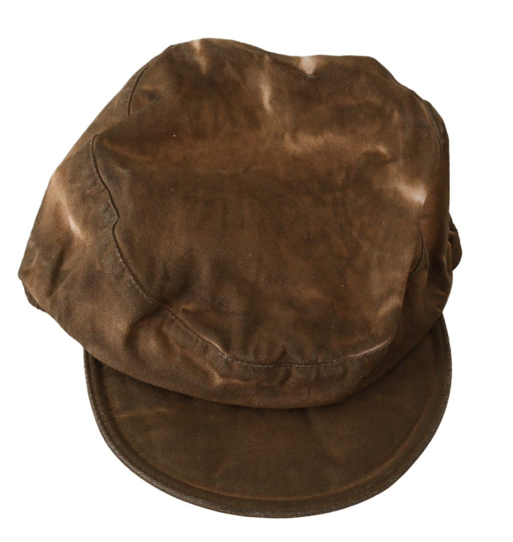 Costume National Brown Newsboy Beret Cabbie Fedora Hat