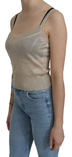 BYBLOS Beige Sleeveless Spaghetti Strap Tank See Through Top