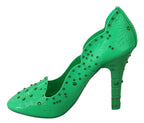 Dolce & Gabbana Green Crystal Floral Heels CINDERELLA Shoes