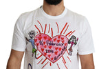 Dolce & Gabbana White Saint Valentine Hearts Print Men  T-shirt