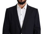 Dolce & Gabbana Dark Blue Wool Stretch Men Coat MARTINI Blazer