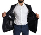 Dolce & Gabbana Dark Blue Wool Stretch Men Coat MARTINI Blazer