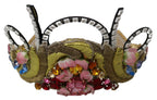 Dolce & Gabbana Gold Brass Floral Crystals LED Lights Crown Tiara Diadem