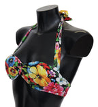 Dolce & Gabbana Multicolor Floral Print Swimwear Bikini Tops