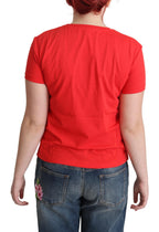 Moschino Red Cotton Swim Graphic Triangle Print  T-shirt