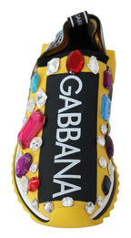 Dolce & Gabbana Yellow Multicolor Crystals Sneakers Shoes