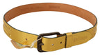 John Galliano Gold Genuine Leather Rustic Silver Buckle Waist Belt