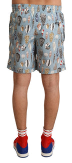 Dolce & Gabbana Blue Seashell Beachwear Swimwear Shorts