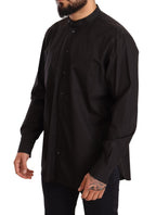 Dolce & Gabbana Black 100% Cotton Formal Dress Top Shirt