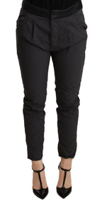 CYCLE Gray Mid Waist Slim Fit Skinny Cotton Trouser