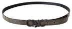 Costume National Dark Brown Leather Letter Logo Buckle Belt