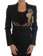Dolce & Gabbana Dark Gray Crystal Fairy Tale Blazer Jacket