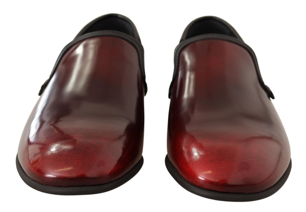 Dolce & Gabbana Bordeaux Patent Leather Dress Loafers Shoes