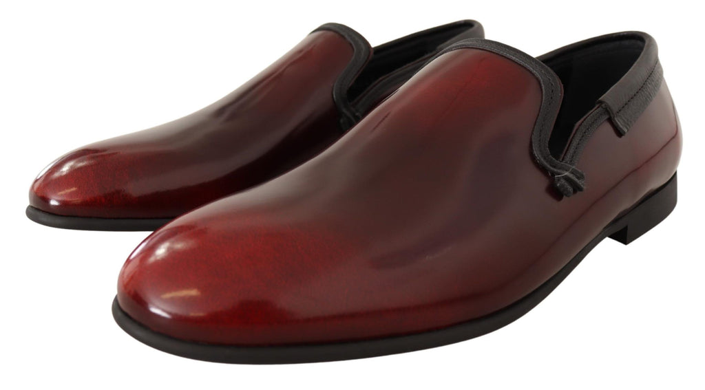 Dolce & Gabbana Bordeaux Patent Leather Dress Loafers Shoes