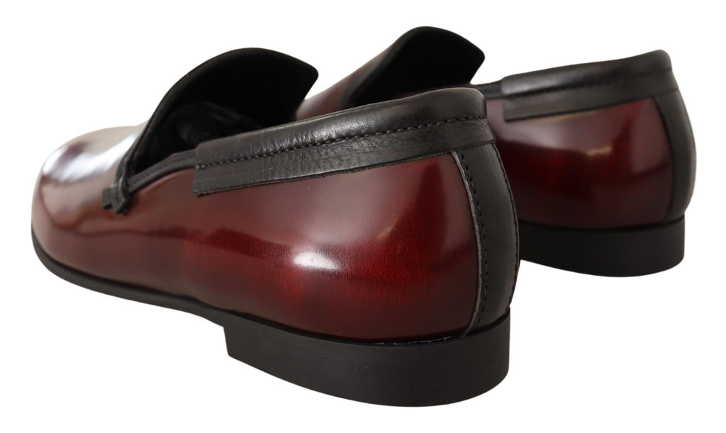 Dolce & Gabbana Bordeaux Patent Leather Dress Loafers Shoes