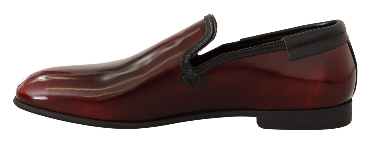 Dolce & Gabbana Bordeaux Patent Leather Dress Loafers Shoes