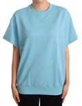 Dolce & Gabbana Blue Cotton Short Sleeves Crew Neck Top