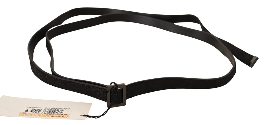 Costume National Black Leather Metal Buckle Waist Belt