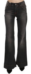 John Galliano Black Washed Mid Waist Flared Denim Casual Jeans