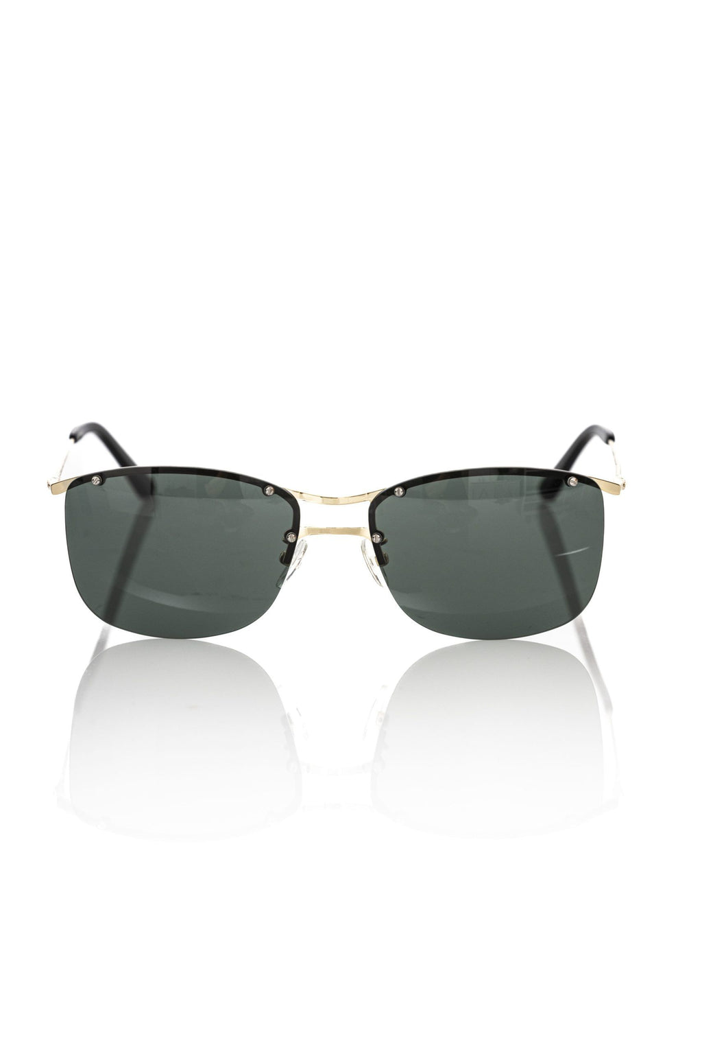 Frankie Morello Black Metallic Fibre Men Sunglasses