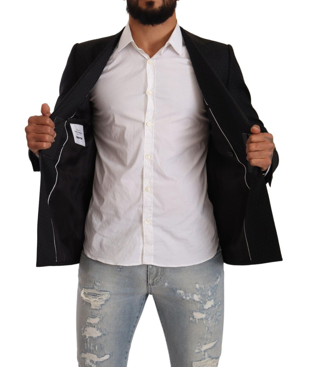 Dolce & Gabbana Dark Gray Dotted Double Breasted MARTINI Jacket
