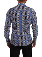 Dolce & Gabbana Blue Logo Mania Slim Fit Cotton Shirt