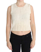 PINK MEMORIES Beige Cotton Blend Knitted Sleeveless Sweater