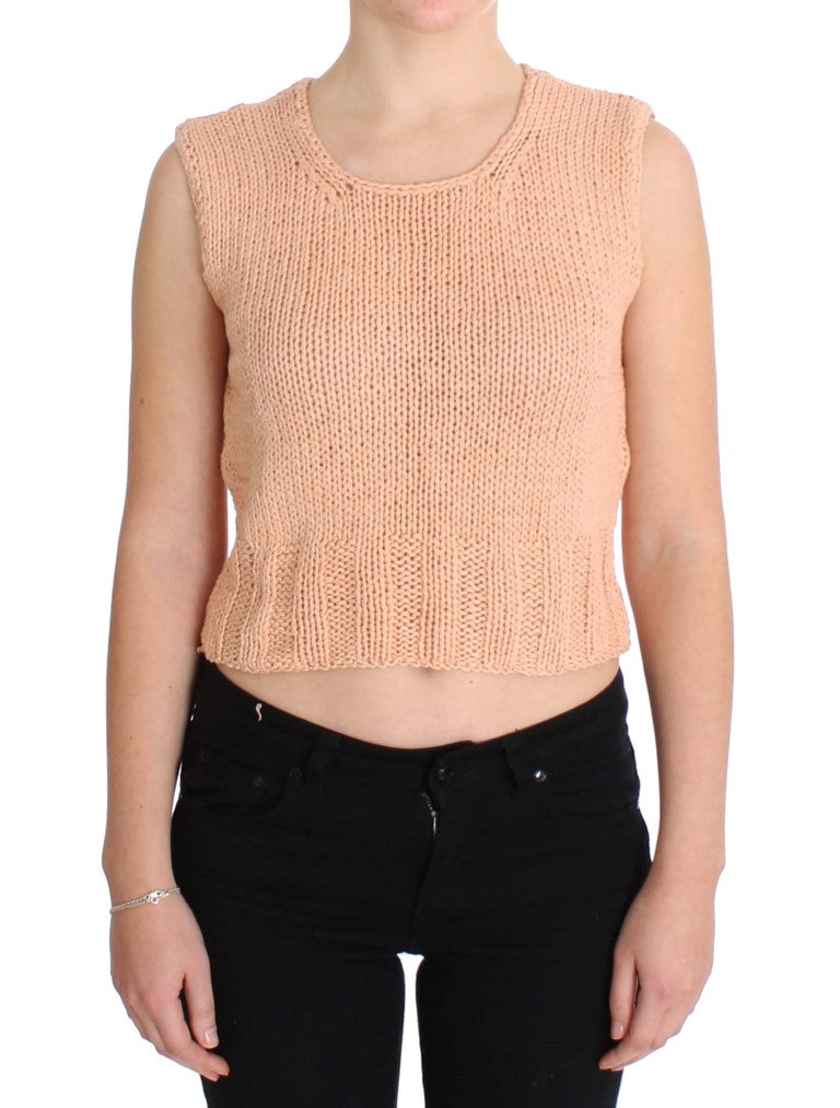 PINK MEMORIES Pink Cotton Blend Knitted Sleeveless Sweater