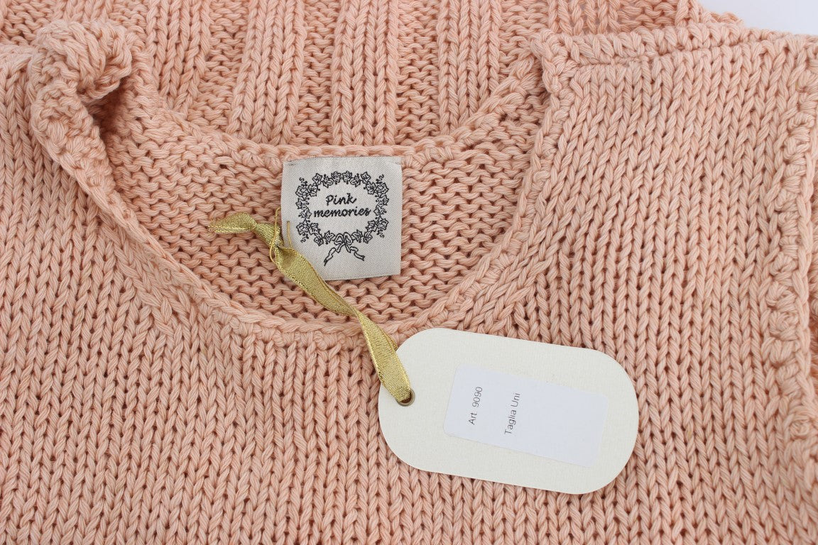 PINK MEMORIES Pink Cotton Blend Knitted Sleeveless Sweater