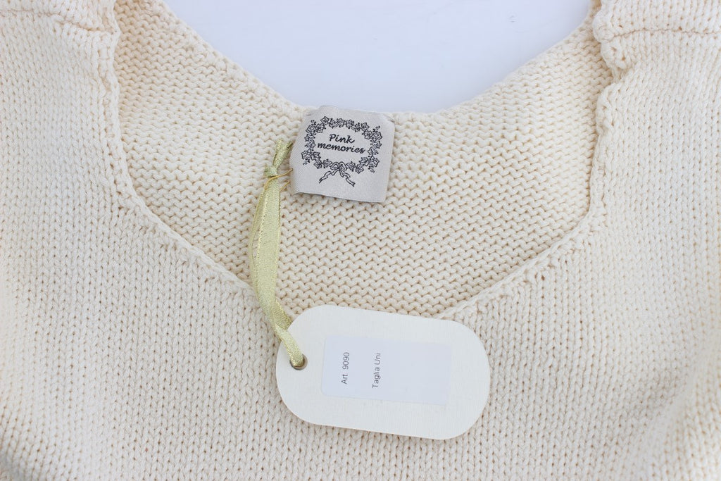PINK MEMORIES Beige Cotton Blend Knitted Sleeveless Sweater