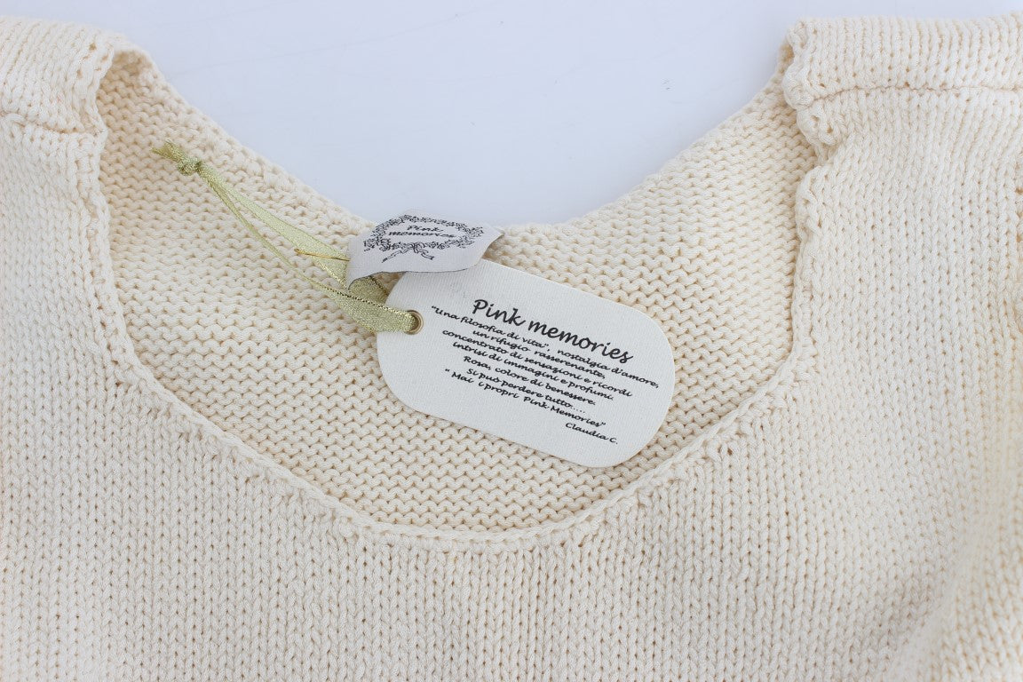 PINK MEMORIES Beige Cotton Blend Knitted Sleeveless Sweater