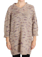 PINK MEMORIES Beige Wool Blend Knitted Oversize Sweater