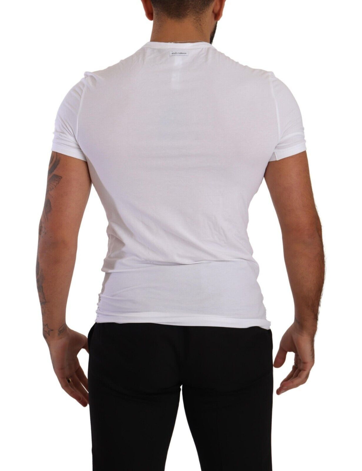 Dolce & Gabbana White Round Neck Cotton Stretch T-shirt Underwear
