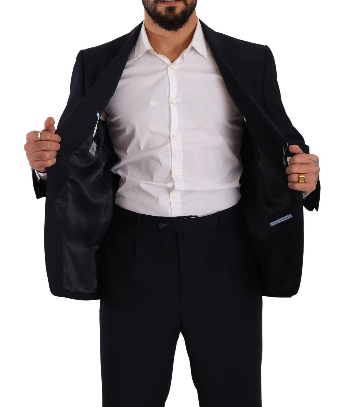Domenico Tagliente Blue Polyester Single Breasted Formal Suit