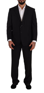 Domenico Tagliente Black Polyester Single Breasted Formal Suit