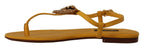 Dolce & Gabbana Mustard Leather Devotion Flats Sandals Shoes