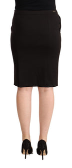 GF Ferre Black Straight Pencil Cut Knee Length Skirt