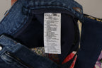Dolce & Gabbana Blue Jeans Jacquard Majolica High Waist Pants