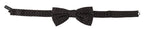 Dolce & Gabbana Dark Gray Polka Dot 100% Silk Neck Papillon Tie